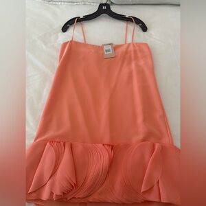Alexis Coral Pink Mini Dress with Pleated Hem